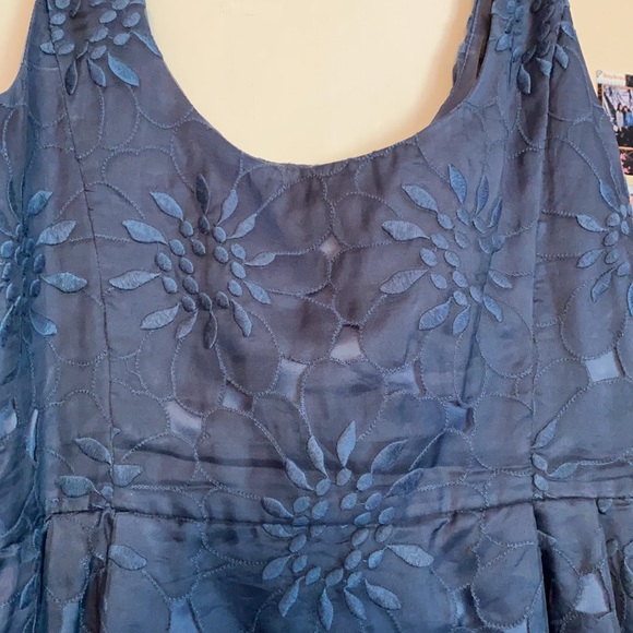 Formal Blue Floral Mid-Length Dress WORN ONCE - Picture 3 of 7